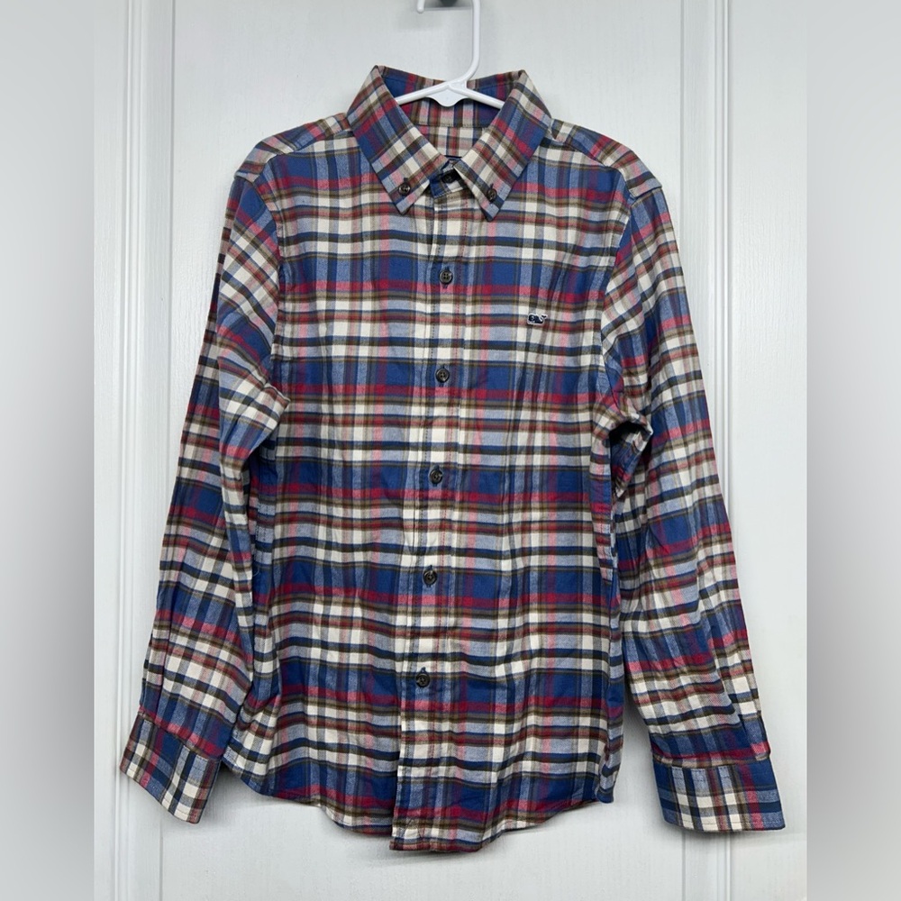 Vineyard Vines Blue and Pink Plaid Shirt